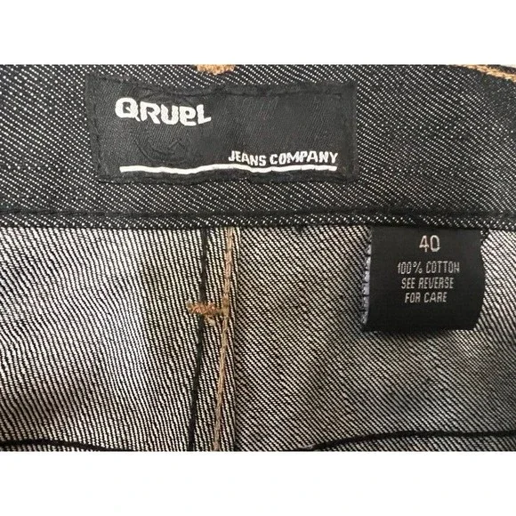 Qruel Jeans Co Straight Fit Mid Rise Black Jeans with Belt Size 40x32 - Picture 6 of 9